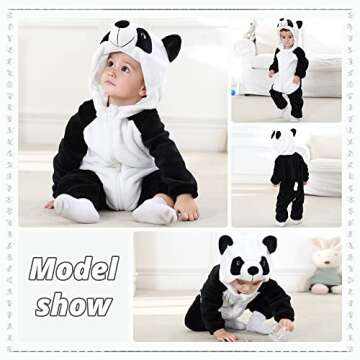 MICHLEYUnisex Baby Boy Girl Hooded Romper Winter Animal Cosplay Jumpsuit Outfits, Panda, 24-30months, Size 110
