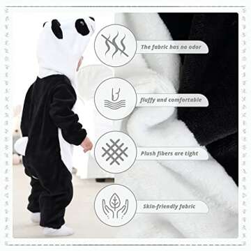 MICHLEYUnisex Baby Boy Girl Hooded Romper Winter Animal Cosplay Jumpsuit Outfits, Panda, 24-30months, Size 110