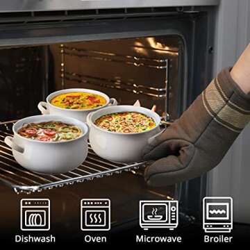 ALELION Small French Onion Soup Bowls, 18 OZ Soup Crocks with Double Handles and Glass Lids, Oven Sa...