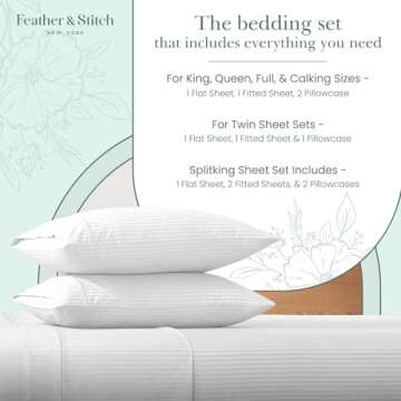Feather & Stitch 500 TC King Size Bed Sheet Set - Luxurious Comfort