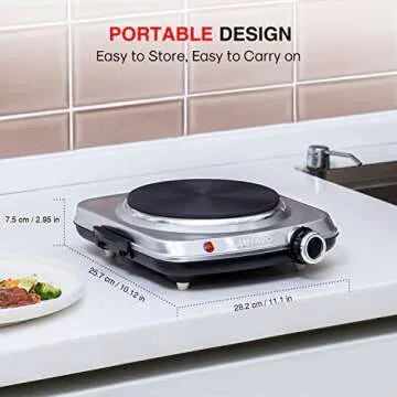 SUNAVO 1500W Portable Hot Plate for Cooking - 6 Power Levels