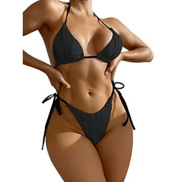 Stylish SweatyRocks Women's Ribbed Bikini for Summer