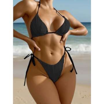 Stylish SweatyRocks Women's Ribbed Bikini for Summer