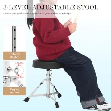 Soulmate Kids Drum Set 3-Piece 14 in Beginner Drum Set with Adjustable Throne, Cymbal, Pedal,8'' Tom 10'' Snare 14'' Bass Drum, Starter Drum Kit For Child age 3-13 Years, Blue