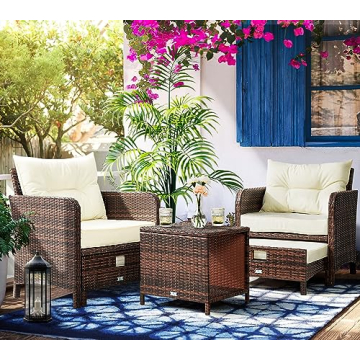 PAMAPIC 5-Piece Rattan Patio Furniture Set for Outdoor Spaces
