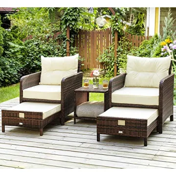 PAMAPIC 5-Piece Rattan Patio Furniture Set for Outdoor Spaces