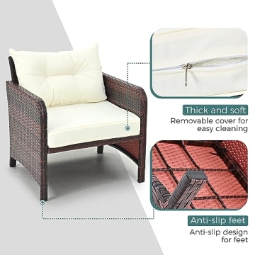 PAMAPIC 5-Piece Rattan Patio Furniture Set for Outdoor Spaces