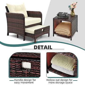 PAMAPIC 5-Piece Rattan Patio Furniture Set for Outdoor Spaces