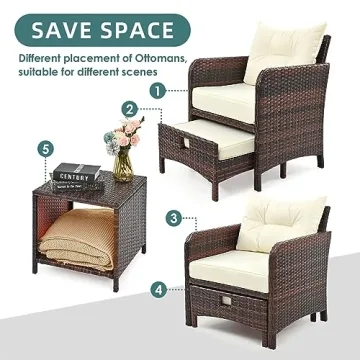 PAMAPIC 5-Piece Rattan Patio Furniture Set for Outdoor Spaces