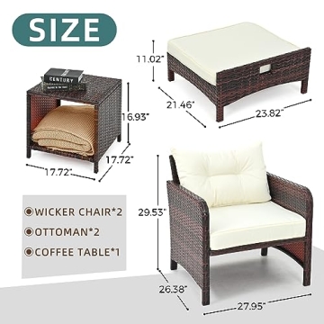 PAMAPIC 5-Piece Rattan Patio Furniture Set for Outdoor Spaces