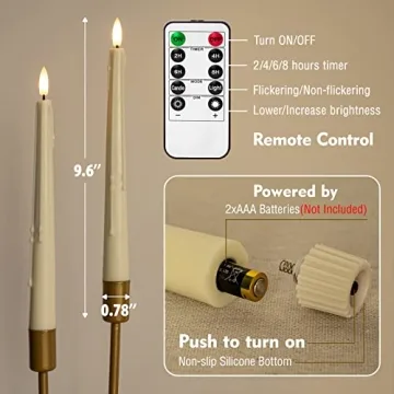 Yongmao Real Wax Flameless Taper Candles with Remote