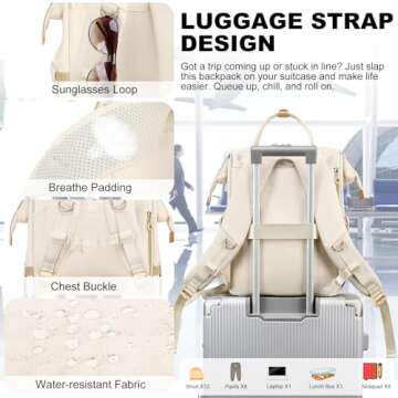 Aijieke Women's 15.6 Inch Laptop Backpack with Cooler Bag