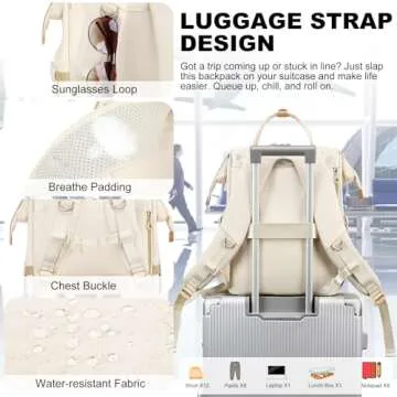 Aijieke Women's 15.6 Inch Laptop Backpack with Cooler Bag