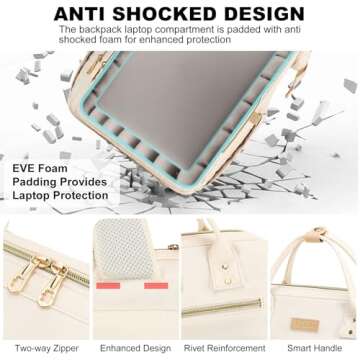 Aijieke Women's 15.6 Inch Laptop Backpack with Cooler Bag