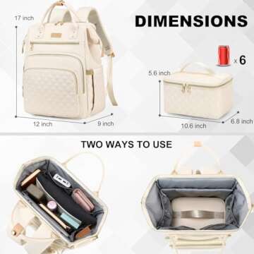 Aijieke Women's 15.6 Inch Laptop Backpack with Cooler Bag