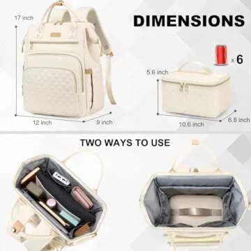 Aijieke Women's 15.6 Inch Laptop Backpack with Cooler Bag