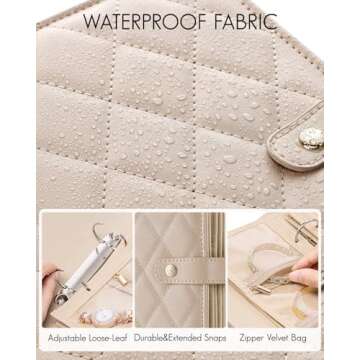 Vlando Travel Jewelry Organizer Case, Valentines Day Gifts,Jewelry Storage Book Ring Binder with Clear Zipper Velvet Pouch Bag for Traveling,Rings,Necklace,Earrings,Bracelets,Brooches-Toffee