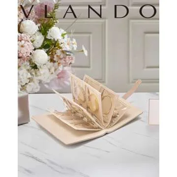 Vlando Travel Jewelry Organizer Case, Valentines Day Gifts,Jewelry Storage Book Ring Binder with Clear Zipper Velvet Pouch Bag for Traveling,Rings,Necklace,Earrings,Bracelets,Brooches-Toffee