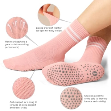 Toes Home Pilates Gripper Socks for Women for Non-Slip Workouts