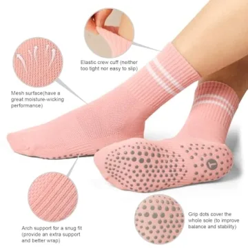 Toes Home Pilates Gripper Socks for Women for Non-Slip Workouts