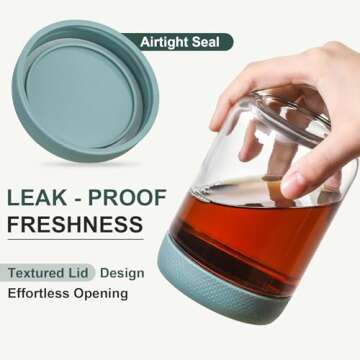 NETANY 4-pack 16oz Glass jars with Airtight Lids, Overnight Oats Containers with Lids, Wide mouth Mason Salad jars, Glass Food Storage Containers for Snacks Yogurt Spice Sugar