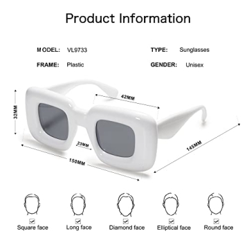 VANLINKER Trendy Chunky Retro Square Sunglasses for Stylish Fun