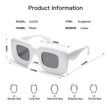VANLINKER Trendy Chunky Retro Square Sunglasses for Stylish Fun