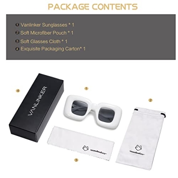 VANLINKER Trendy Chunky Retro Square Sunglasses for Stylish Fun