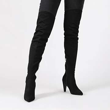 DREAM PAIRS Women's Thigh High Boots Over The Knee Heels Long Sexy Pointed Toe Boots,Size 10,Black/Suede,DOB214