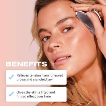 Sacheu Stainless Steel Face Roller and Gua Sha Bundle - Metal Face Roller, Metal Gua Sha, Facial Massage Tools to Reduce Puffiness, Lymphatic Drainage, Facial Tension, Skin Care Face Massagers