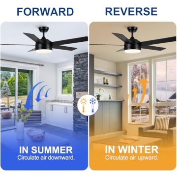 YUHAO 52 Inch Ceiling Fan with Remote and Dimmable LED