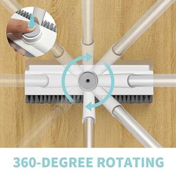 AIR U+ Floor Scrub Brush with Long Handle, 3 in 1 Scrape and Heavy-Duty Stiff Bristle Scrubber Brush...