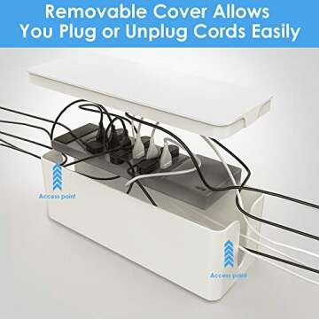 Cable Organizer Box - Cord Organizer Box - Power Strip Cable Management Box - Cord Hider Box for Hiding Surge Protector Cover - Set of 2, White