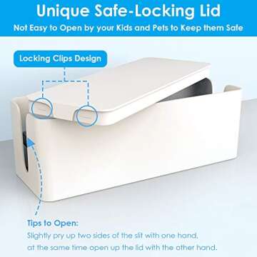 Cable Organizer Box - Cord Organizer Box - Power Strip Cable Management Box - Cord Hider Box for Hiding Surge Protector Cover - Set of 2, White