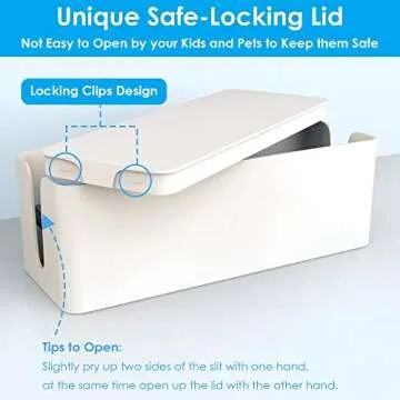 Cable Organizer Box - Cord Organizer Box - Power Strip Cable Management Box - Cord Hider Box for Hiding Surge Protector Cover - Set of 2, White