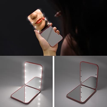 Kintion LED Pocket Makeup Mirror with Magnification