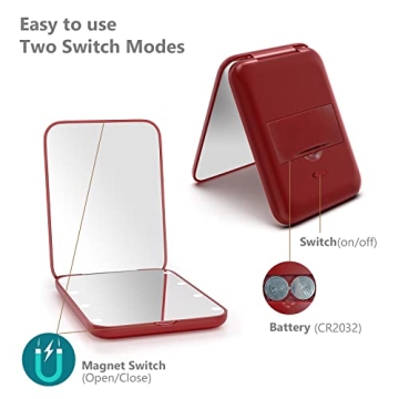 Kintion LED Pocket Makeup Mirror with Magnification