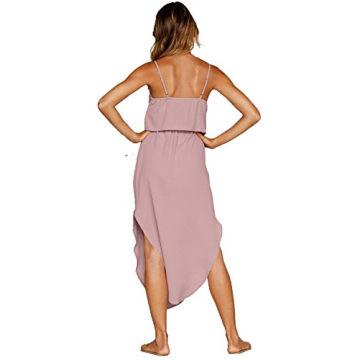 NERLEROLIAN Women's Adjustable Strappy Split Summer Beach Casual Midi Dress