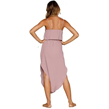 NERLEROLIAN Women's Adjustable Strappy Split Summer Beach Casual Midi Dress