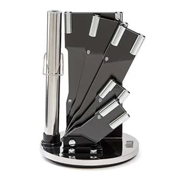 HULLR Premium Stainless Steel Kitchen Knife Set With Rotating Acrylic Stand - 8 Piece set