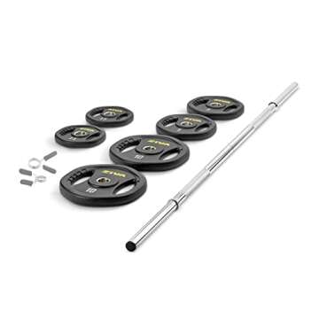 ZIVA RPU Adjustable Studio Barbell Weight Set - 6 RPU Weight Discs, 2-pc Knurled Barbell (1.18"D), 2 x Collars | Bar Fits 1.25" Plates Only | 40 pounds