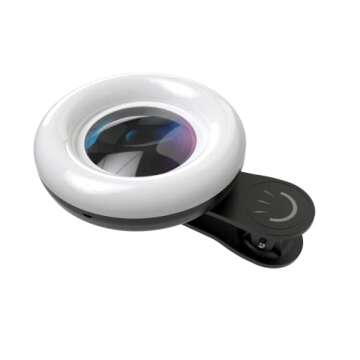 Macro Lens for iPhone/Android Smartphone, 15x Zoom with Integrated LED Ring Light - Adjustable Effec...