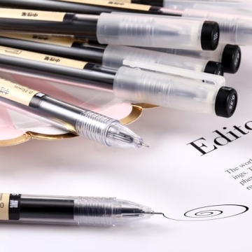 Chinco 12 Extra Fine Black Gel Ink Pens for Writers and Students