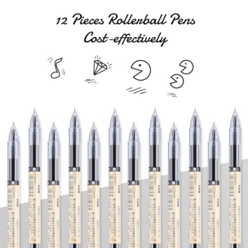 Chinco 12 Extra Fine Black Gel Ink Pens for Writers and Students