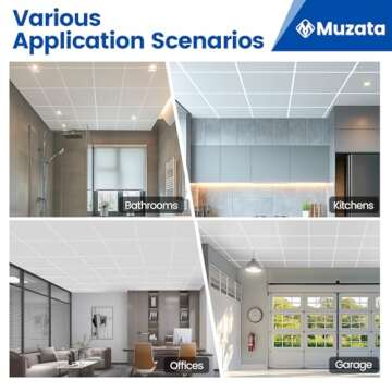 Muzata 12Pack Drop Ceiling Tiles - Easy Installation & Durable