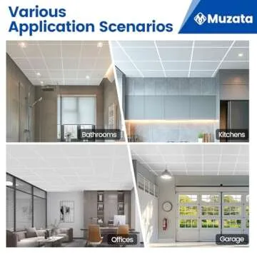 Muzata 12Pack Drop Ceiling Tiles - Easy Installation & Durable