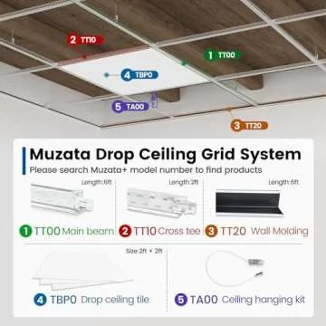 Muzata 12Pack Drop Ceiling Tiles - Easy Installation & Durable