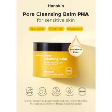 Hanskin PHA Pore Cleansing Balm, Gentle Blackhead Cleanser and Makeup Remover for Sensitive Skin [PH...