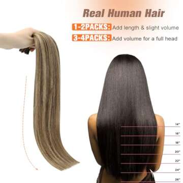 Sunny Hair Itip Human Hair Extensions Brown I Tip Hair Extensions Human Hair Dark Brown Highlight Caramel Blonde 18inch I Tip Hair Extensions Brown Itip Human Hair Extensions 50g 60s