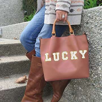 Zogify Iron on Letter Patches A-Z Gold Glitters & White Chenill,Varsity Initial Patches,Adhesive Sticker Letter Patch for Team Costume Decoration 3.1in Height Repair Patches（White A-Z）